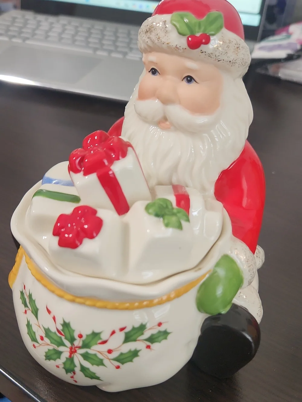 Lenox Santa  Ceramic Figurine Dish With Lid